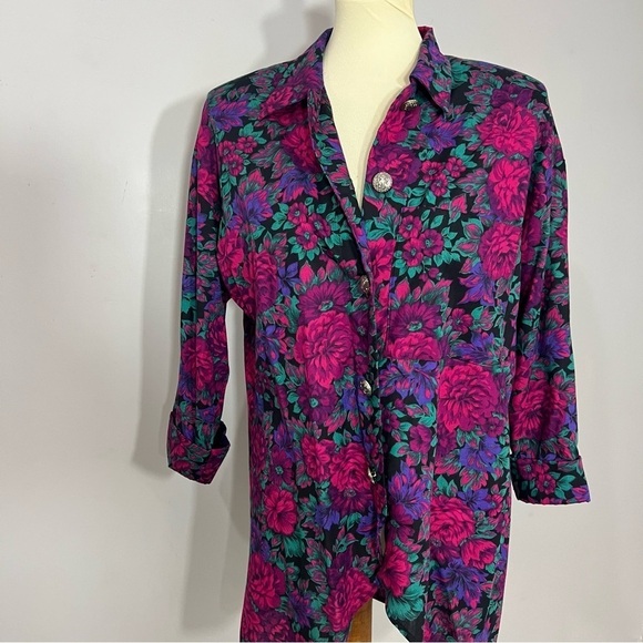 Vintage Floral Co-ord Matching Set Colorful Pants Suit Hipster Indie Relaxed Fit - Picture 9 of 12